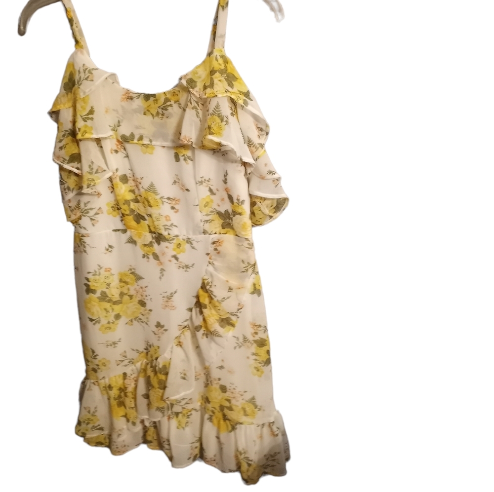 Floral yellow and white summer baby doll dress